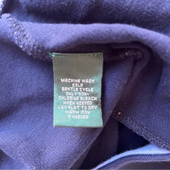 Lauren Ralph Lauren Navy Ribbed Straight Wide Leg Pants Size L - Picture 9 of 9